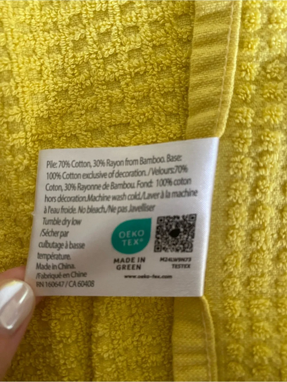 TRULY Yellow Textured Waffle-Weave Towel